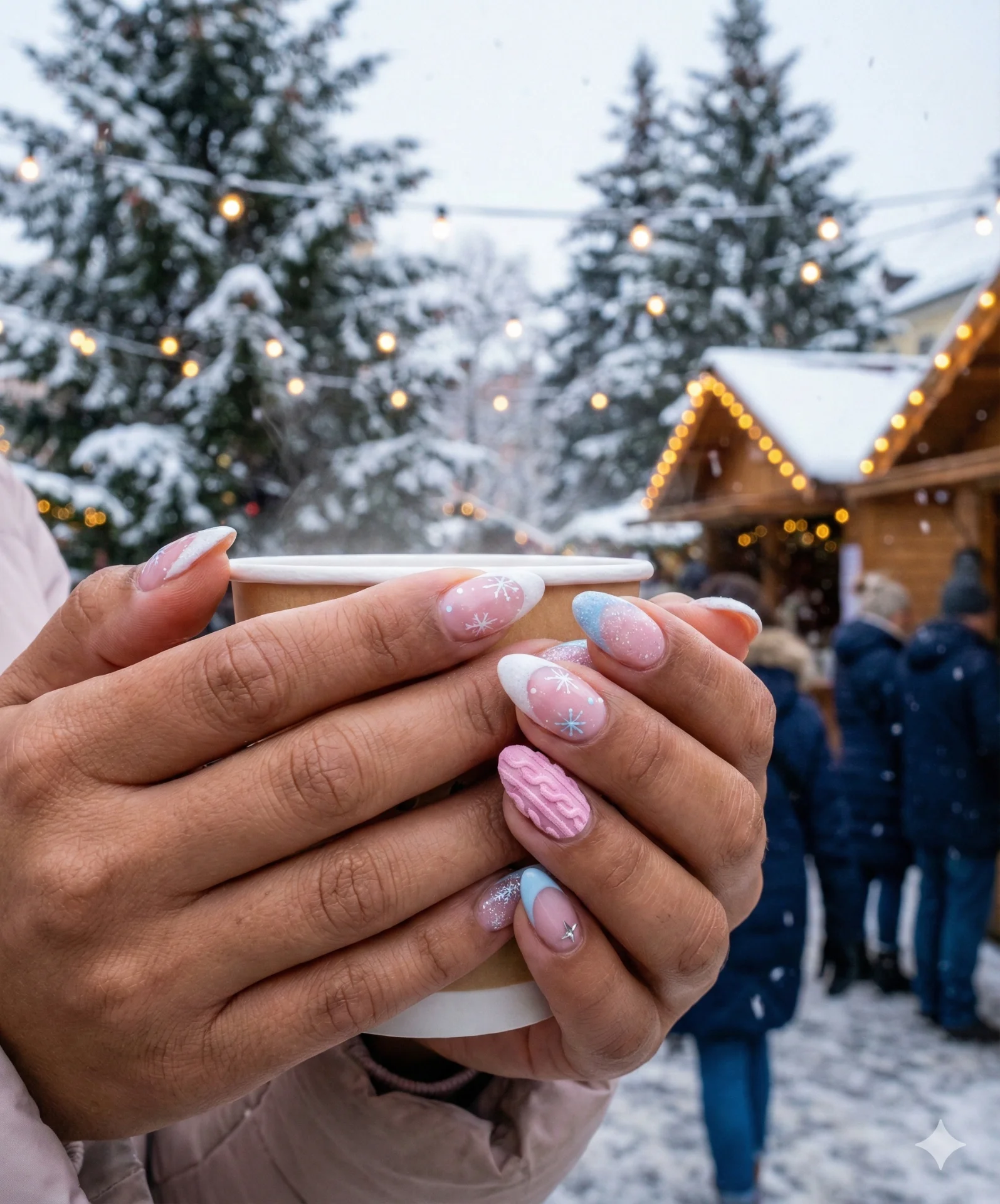 Frosty outdoor snowy charm nails designs