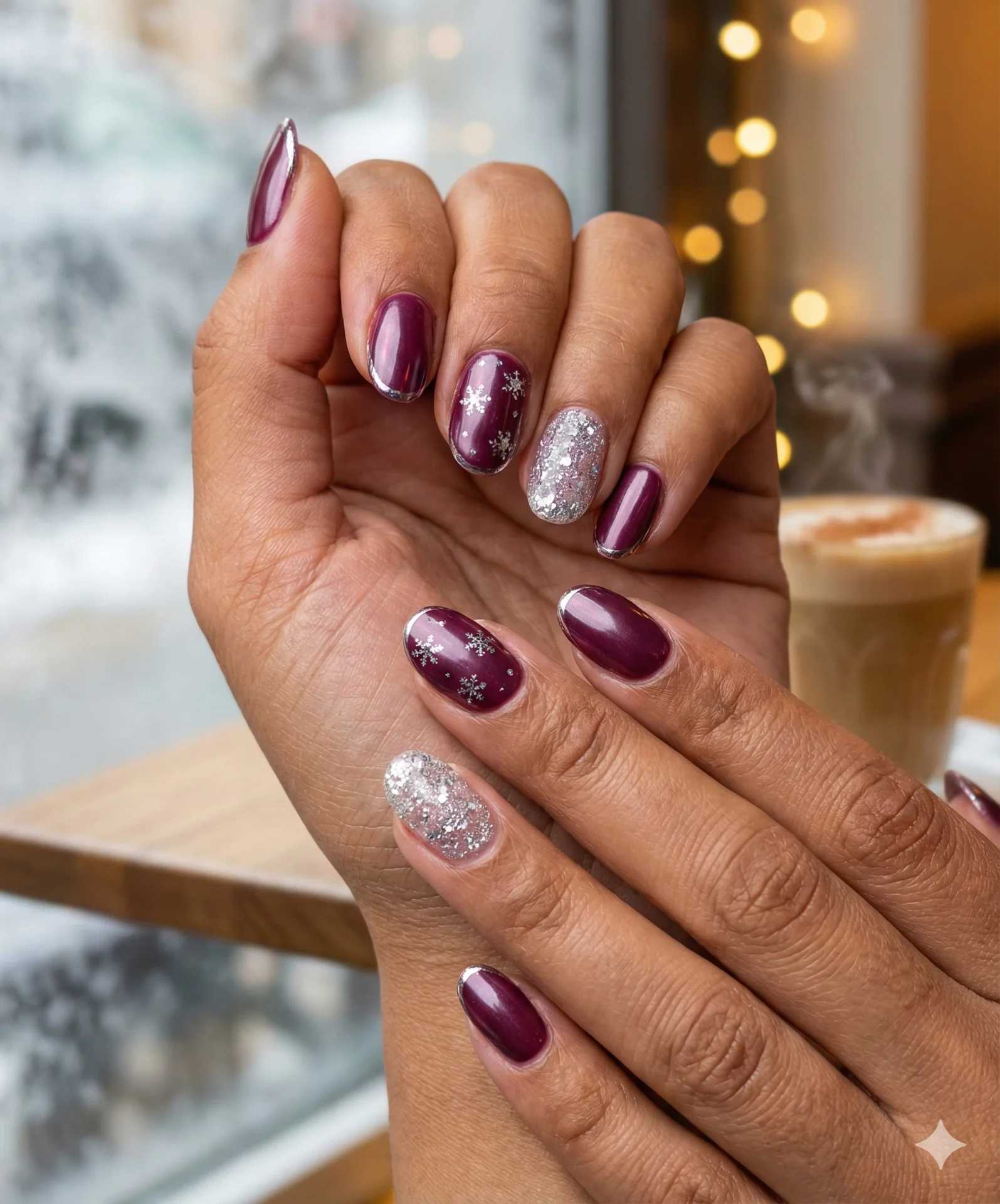 Frozen berry winter glow nails designs