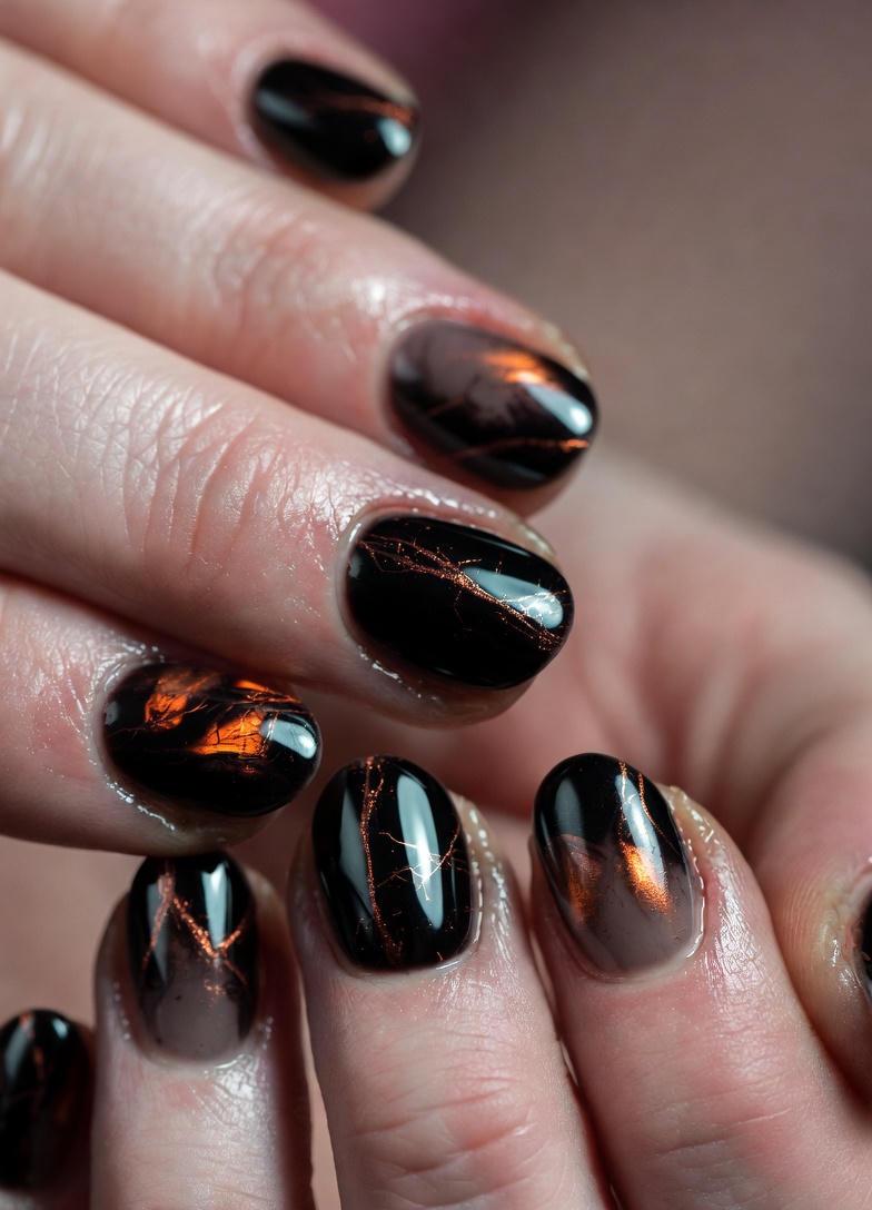 Black Autumn Ember Fall Nails Designs
