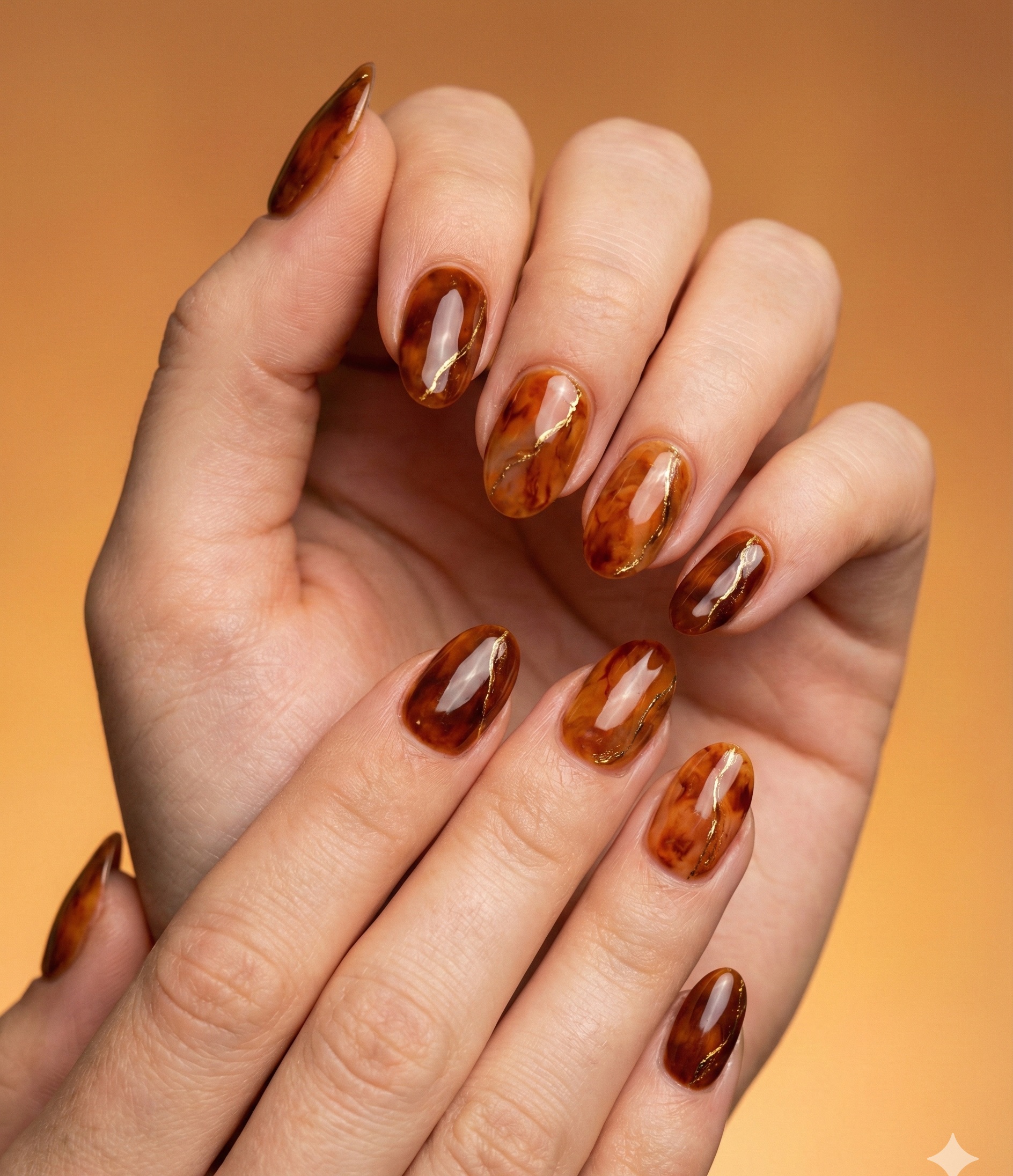 Deep Amber Swirl Fall Nails Designs