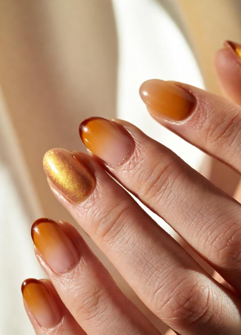 Honey Maple Fall Gradient Nails Designs