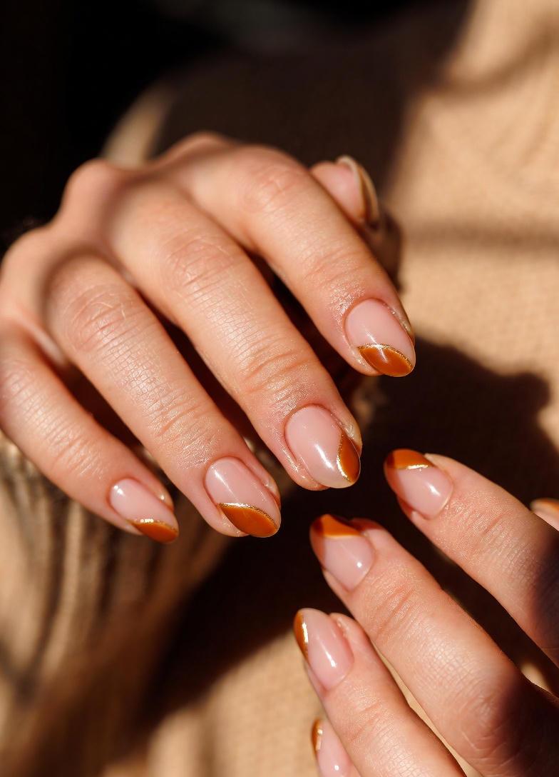 Honey Maple Fall Swipe Nails Designs