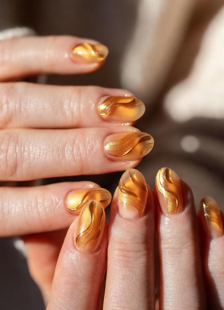 Molten Honey Amber Fall Nails Designs