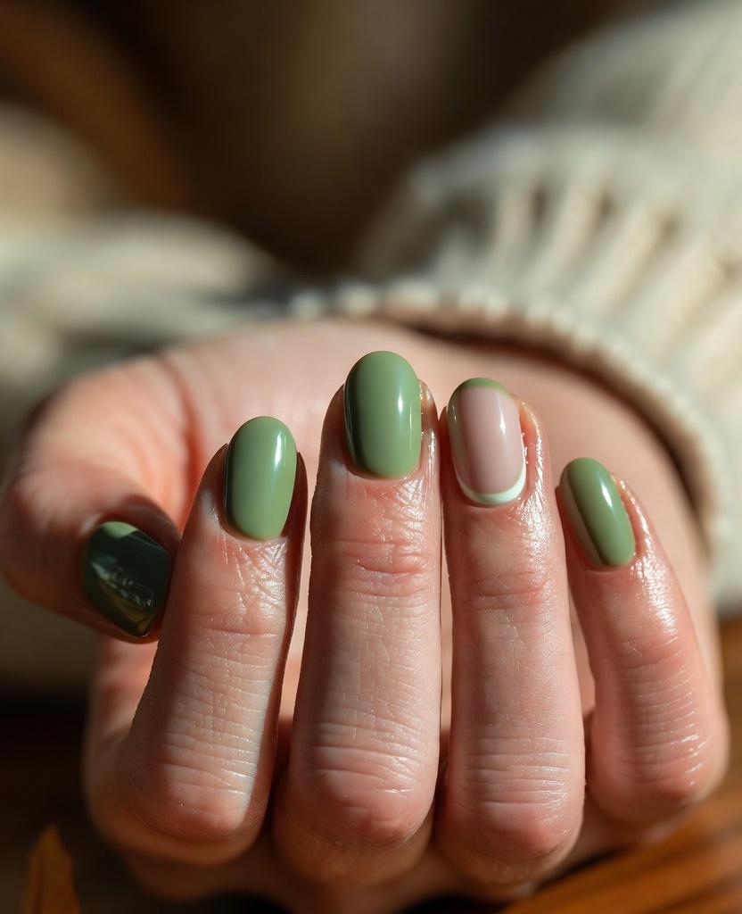 Olive Green Clean Chic Fall Nails Designs