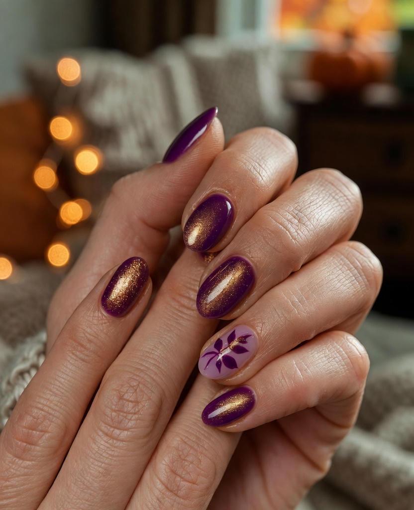 Purple Autumn Glow Fall Nails Designs