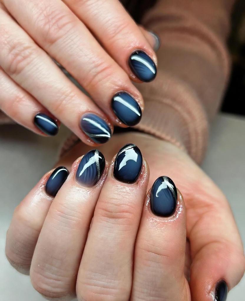 Smoky Ink Swirl Fall Nails Designs