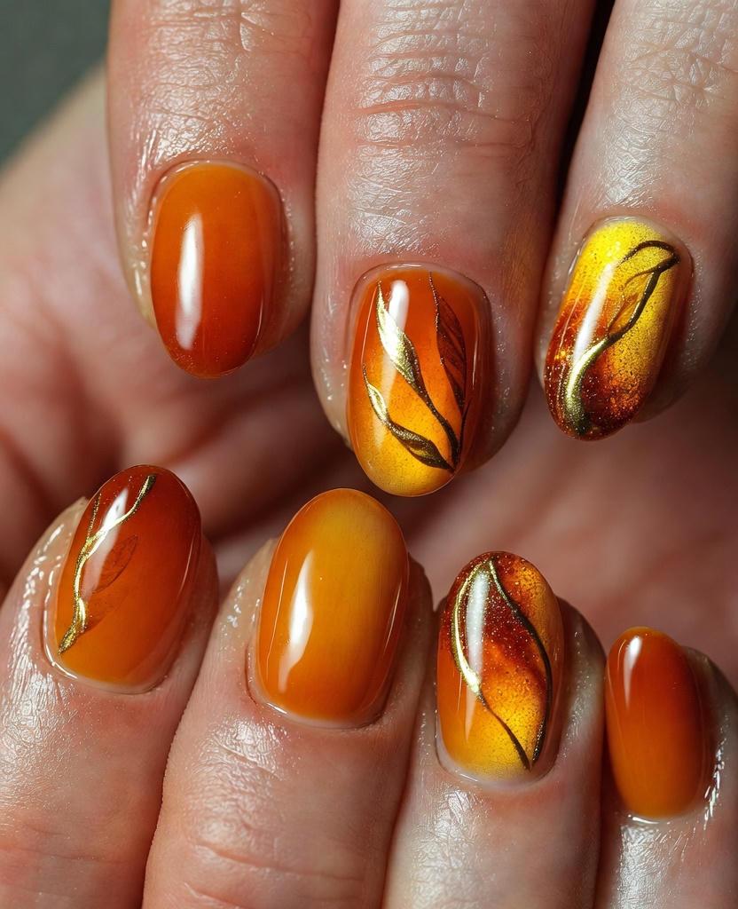 Sunset Ember Fall Nails Designs