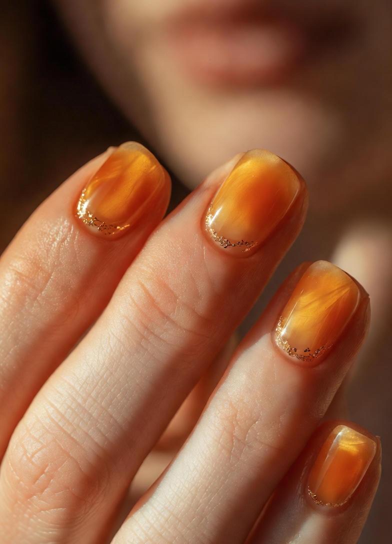 Warm Amber Simple Fall Nails Designs