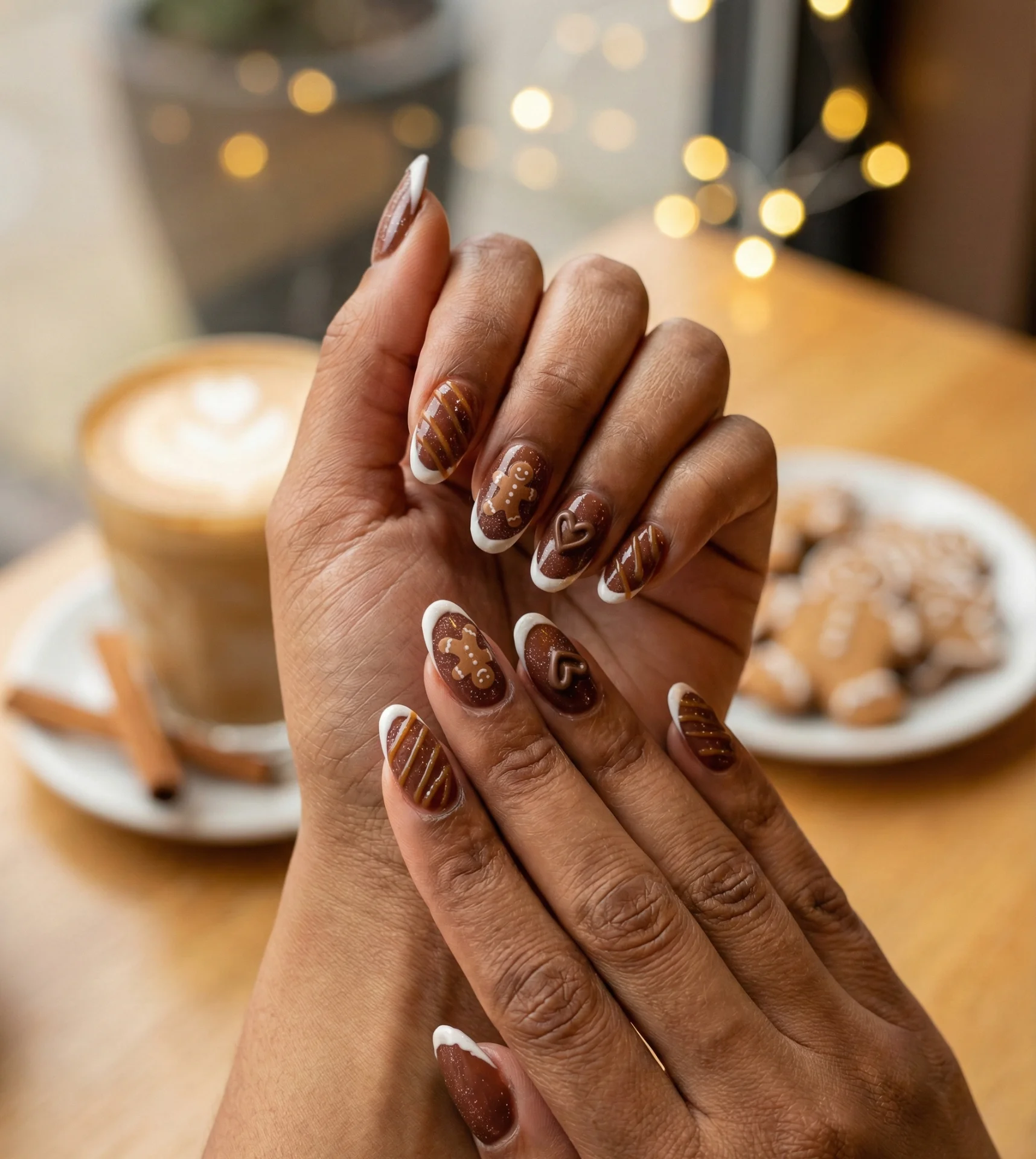 Chocolate Gingerbread Sweet Nails Designs