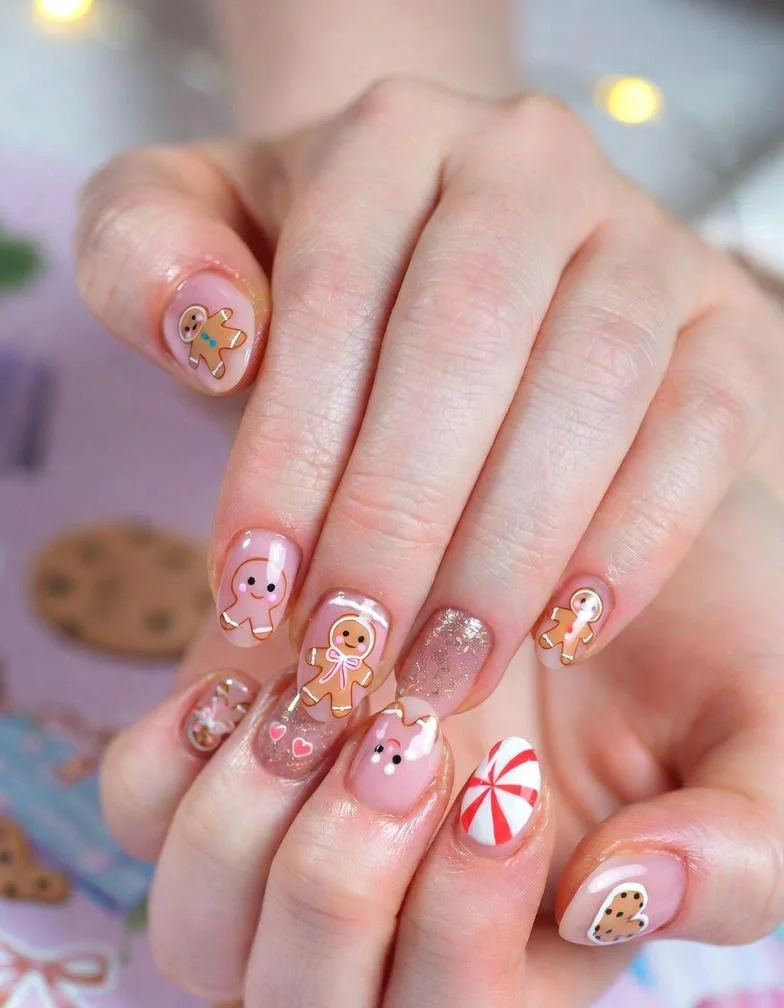 Cute Gingerbread Nail Designs for Christmas 2025