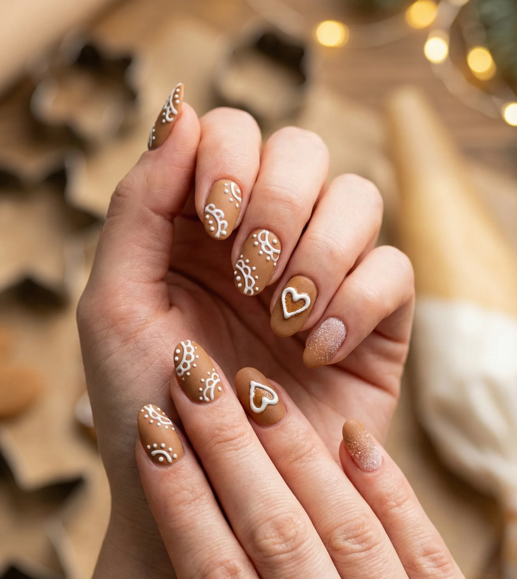 Frosted Gingerbread Cookie Nails Designs