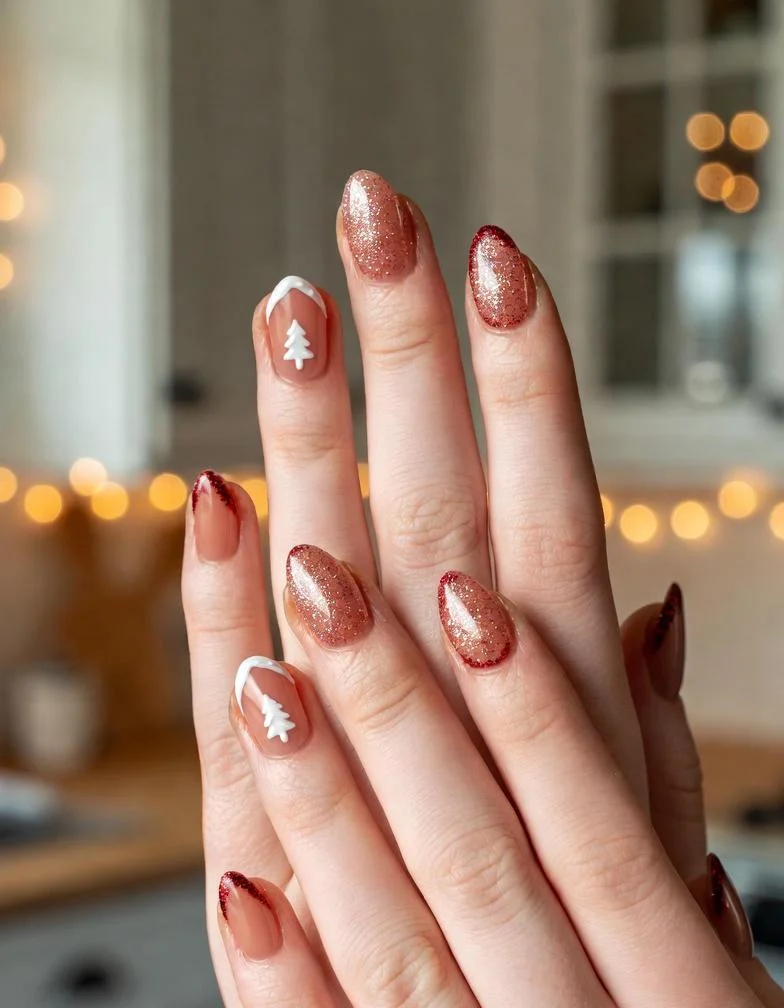 Gingerbread Sugar Glitter Nails Designs