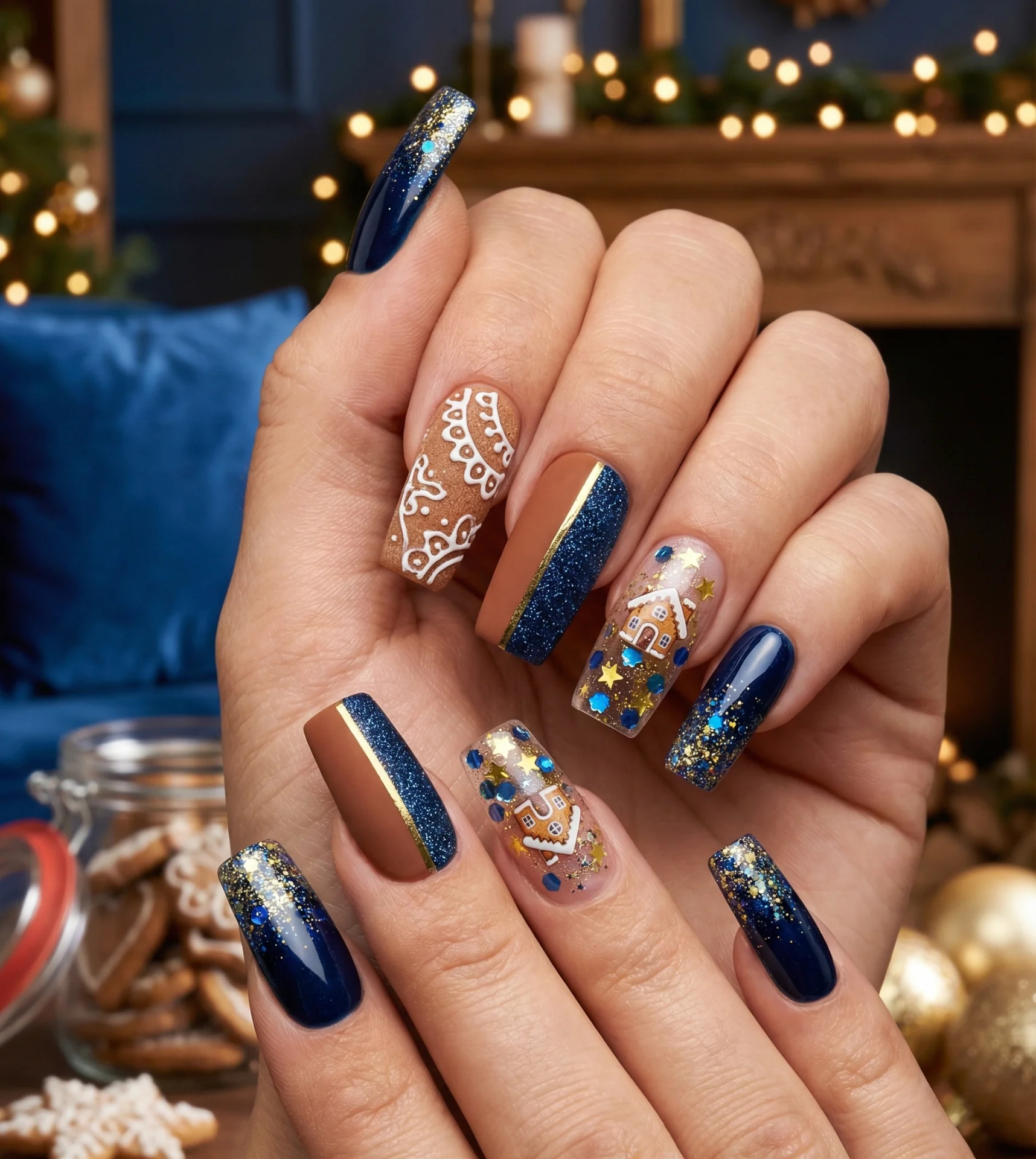 Midnight Spiced Sparkle Nail Design