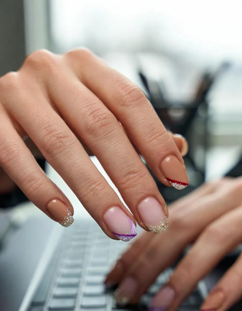 Office Gingerbread Sugar Glitter Nails Designs