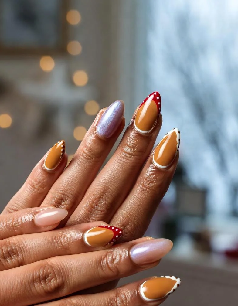 Simple Gingerbread Elegant Nails Designs