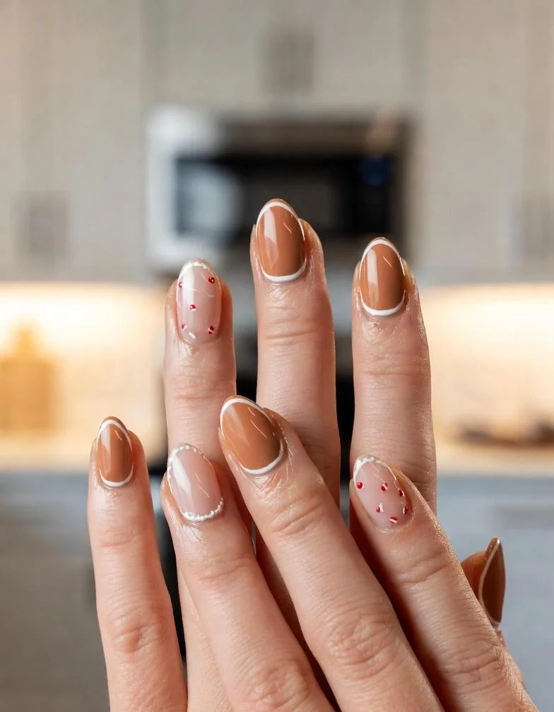 Simple Gingerbread Sugar Frost Nails Designs