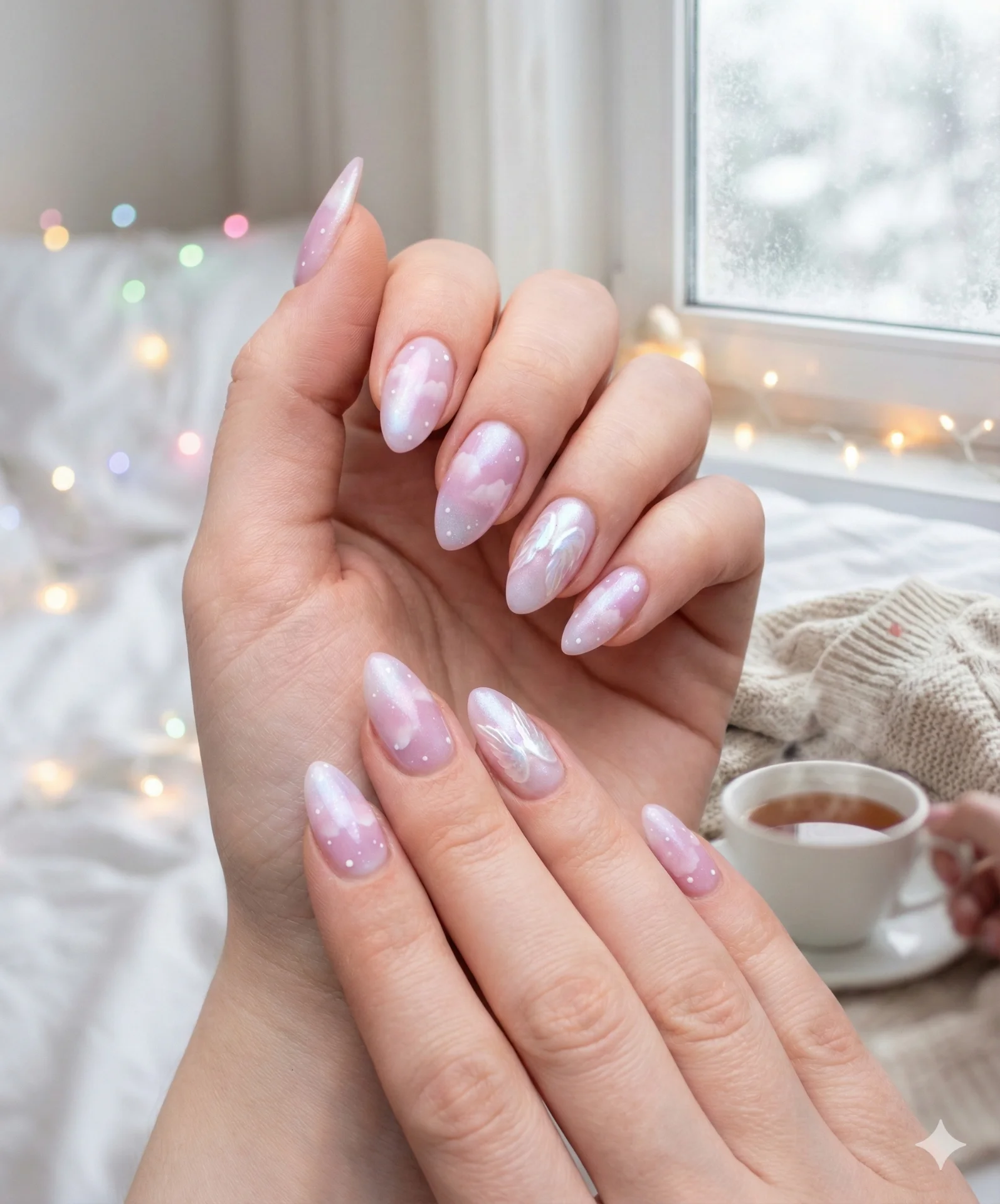 Sugar plum cloud soft Christmas nails designs